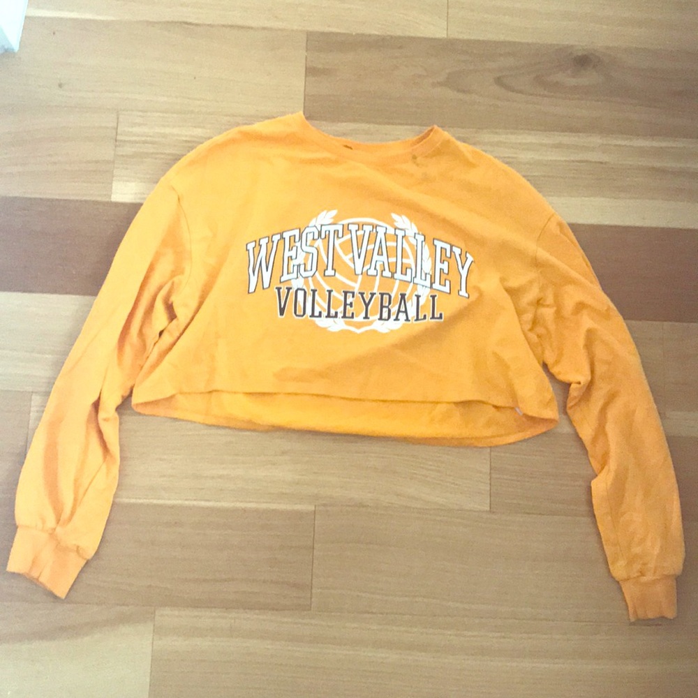 Orange volleyball long sleeved crop top